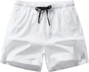 Mens Casual Shorts 5 Inch with Pocket Lightweight Drawstring Workout Athletic Short Pants Quick Dry Active-Shorts