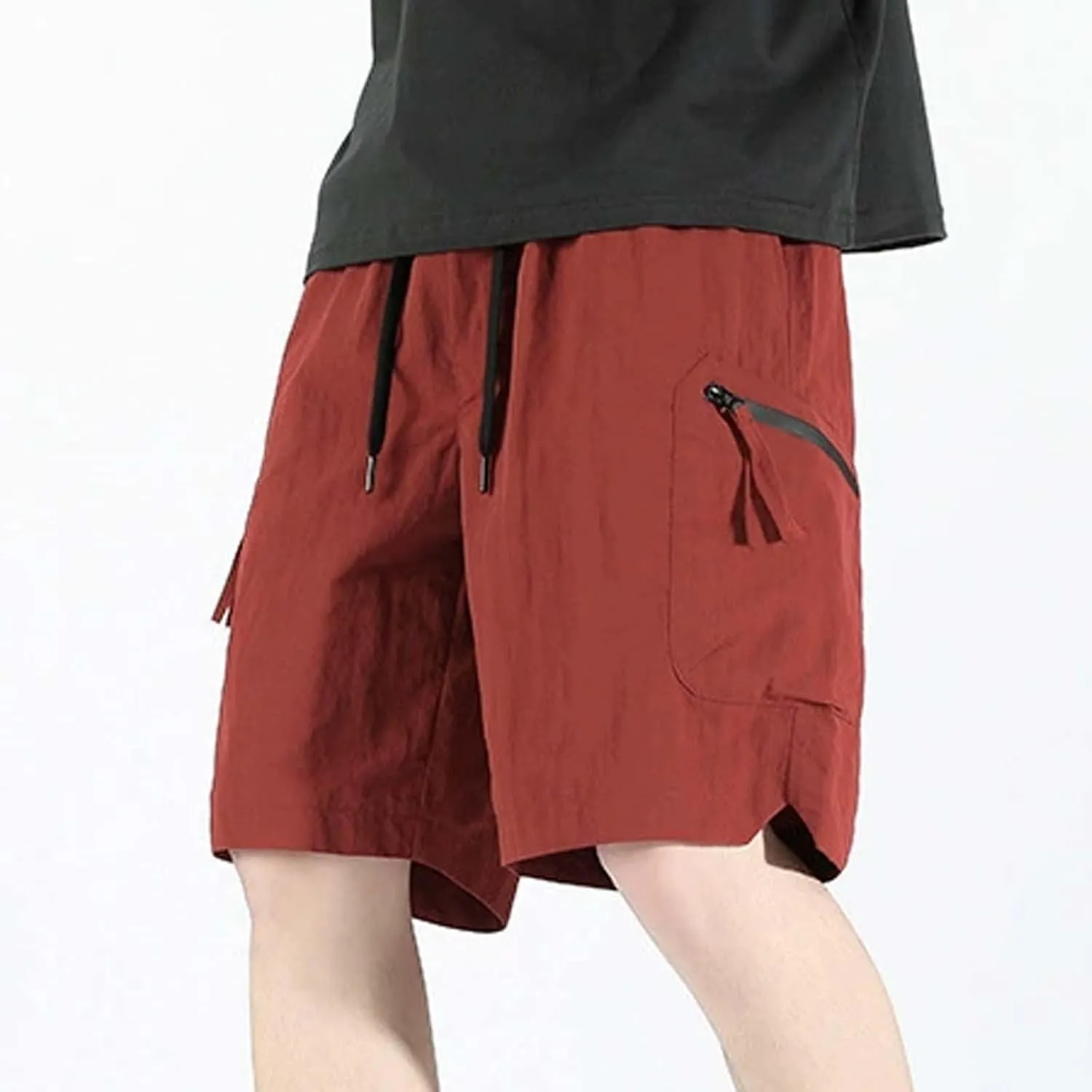 Mens Casual Shorts Casual Cotton Drawstring Summer Short Pants Elastic Waist Lightweight Twill Chino Shorts