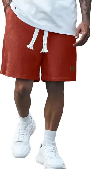 Mens Casual Shorts Casual Cotton Drawstring Summer Short Pants Elastic Waist Lightweight Twill Chino Shorts