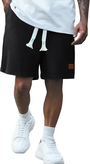 Mens Casual Shorts Casual Cotton Drawstring Summer Short Pants Elastic Waist Lightweight Twill Chino Shorts