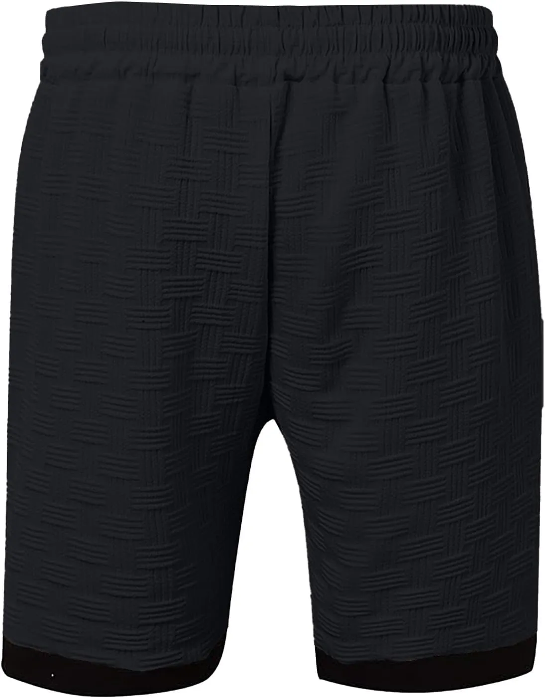 Men's Casual Shorts Jacquard Elastic Waist Drawstring Casual Pants Loose Fit Breathable Running Beach Shorts with Pocket