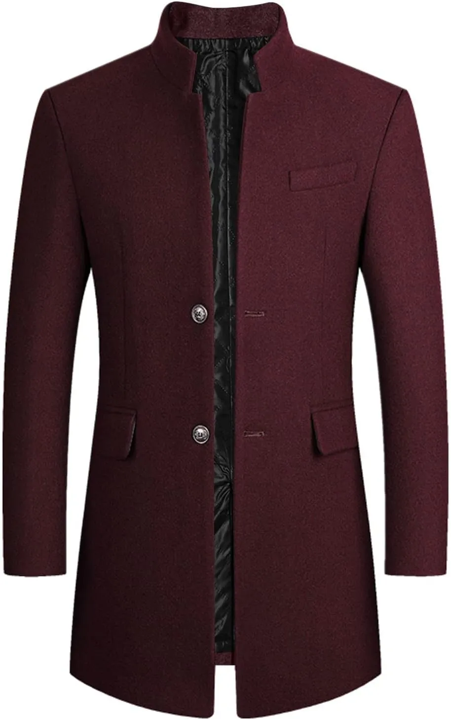 mens coat Prom Jacket Suit Solid Color Long Sleeved Stand-collar Trench Fit Long Trench Coat Casual Blend Trench