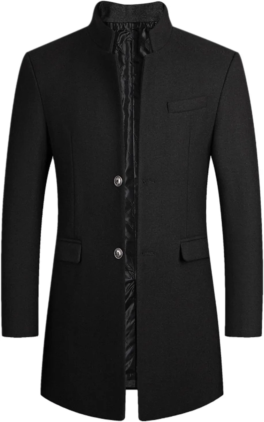 mens coat Prom Jacket Suit Solid Color Long Sleeved Stand-collar Trench Fit Long Trench Coat Casual Blend Trench