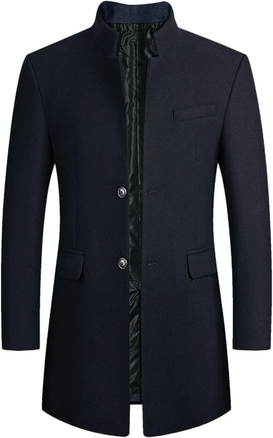 mens coat Prom Jacket Suit Solid Color Long Sleeved Stand-collar Trench Fit Long Trench Coat Casual Blend Trench