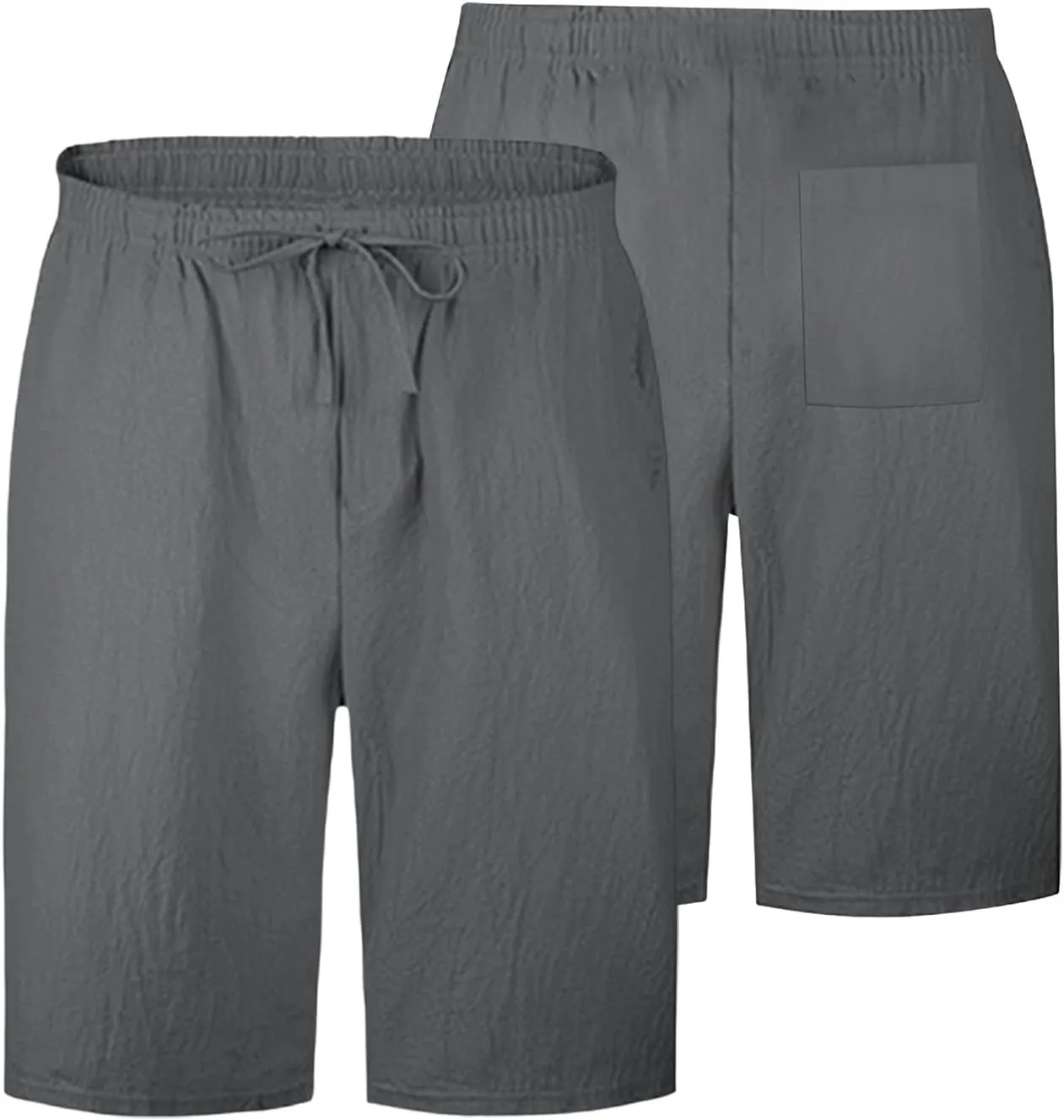 Mens Cotton Linen Shorts Elastic Waist Drawstring Summer Pant Baggy Cool Lightweight Outing Lounge Shorts with Pocket