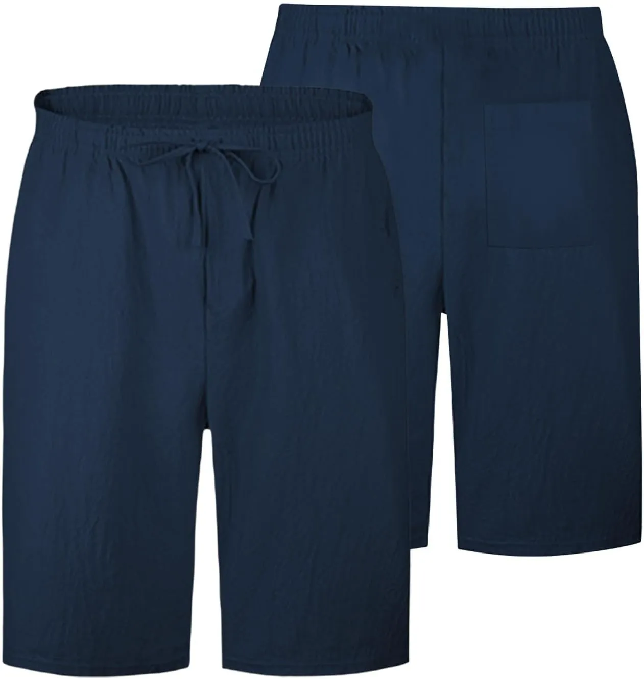 Mens Cotton Linen Shorts Elastic Waist Drawstring Summer Pant Baggy Cool Lightweight Outing Lounge Shorts with Pocket