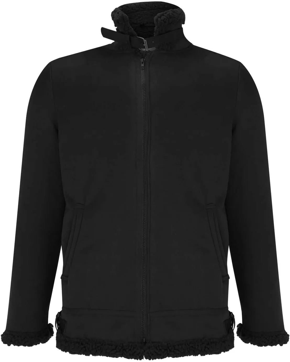 Men's Cropped Winter Sherpa Jacket Casual Suede Leather Windbreaker Trench Coat Thermal Fleece Lined Bomber Jacket
