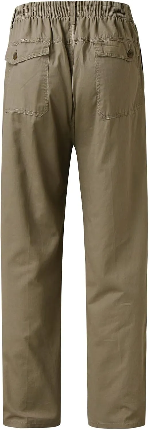 Mens Fashion Casual Loose Plus Size Pocket Lace Up Elastic Waist Pants Trousers Men Summer Pants