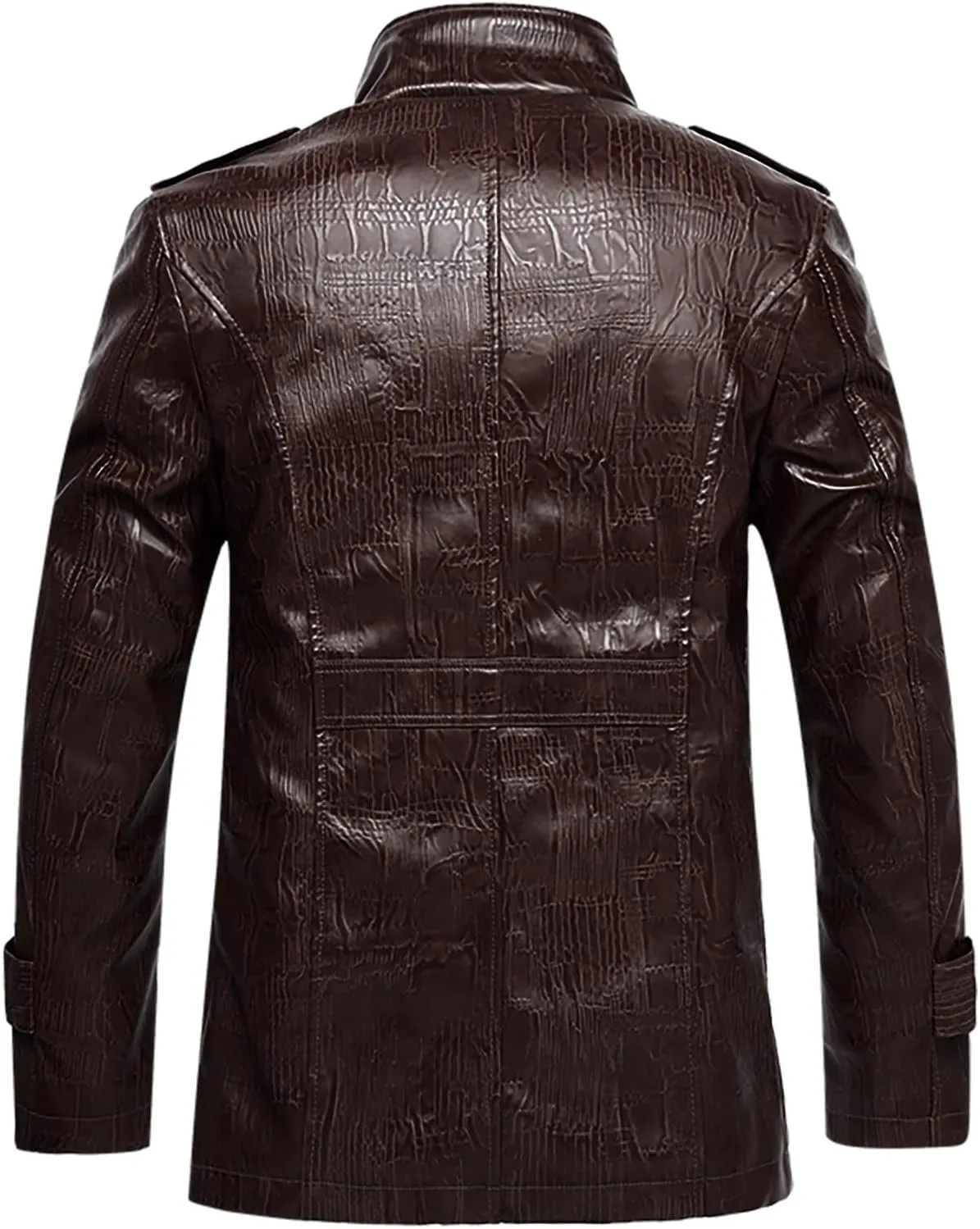 Mens Faux Leather Jacket, Fleece Lined Sherpa Fall Winter Warmer Windbreaker, Motorcycle Biker Bomber Coat Outwear