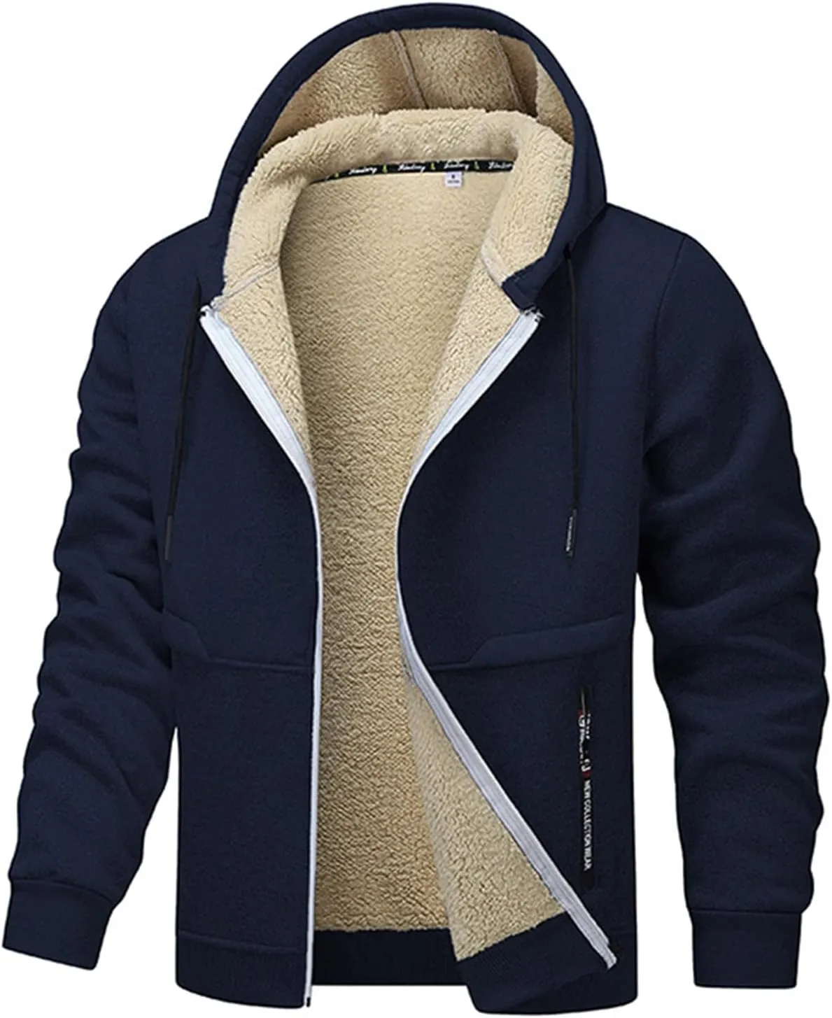 Mens Fleece Jackets Full Zip Heavyweight Hoodie Sherpa Lined Hoodie Winter Work Jackets for Men Fleece Lined Hoodies