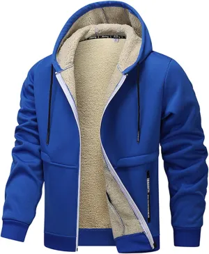 Mens Fleece Jackets Full Zip Heavyweight Hoodie Sherpa Lined Hoodie Winter Work Jackets for Men Fleece Lined Hoodies