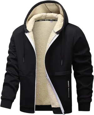 Mens Fleece Jackets Full Zip Heavyweight Hoodie Sherpa Lined Hoodie Winter Work Jackets for Men Fleece Lined Hoodies