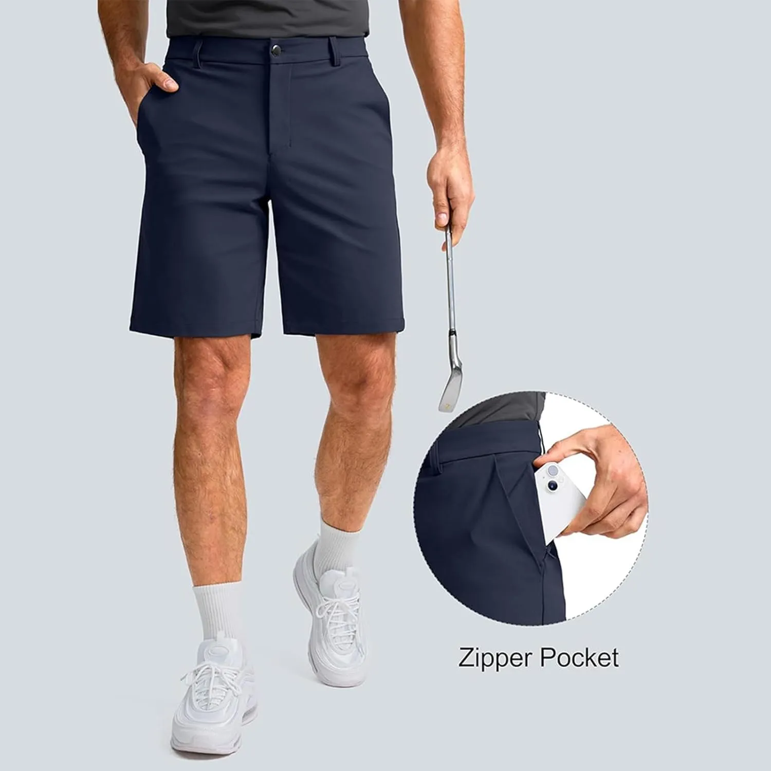 Mens Golf Shorts Classic Fit Flat Front Stretch Lightweight Joggers Work Quick Dry Hiking Travel Pant with Pockets