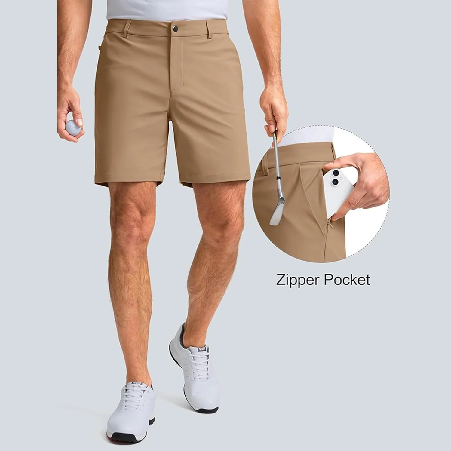 Mens Golf Shorts Classic Fit Flat Front Stretch Lightweight Joggers Work Quick Dry Hiking Travel Pant with Pockets