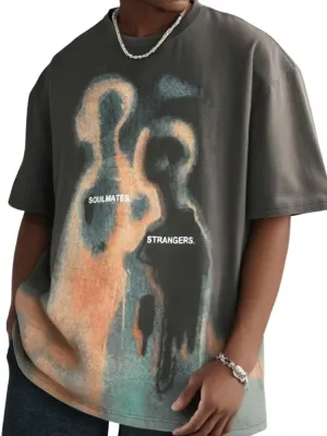 Mens Graphic Tees Oversized Cotton T-Shirt Summer Vintage Streetwear Y2K Shirts Unisex Tshirts