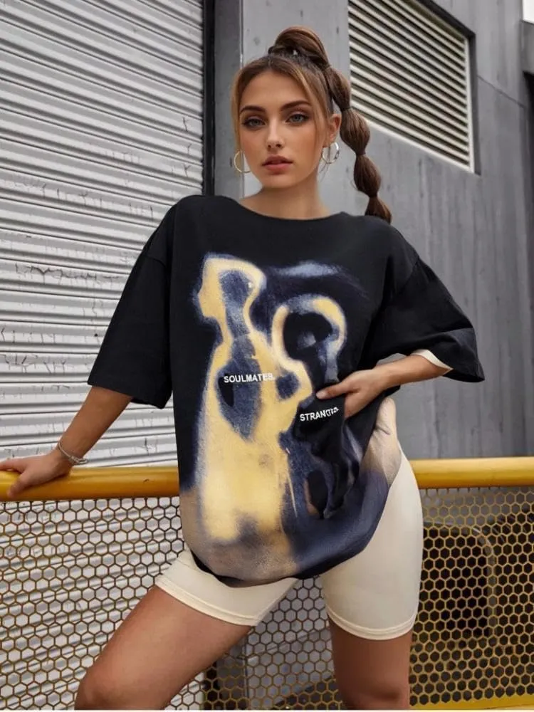 Mens Graphic Tees Oversized Cotton T-Shirt Summer Vintage Streetwear Y2K Shirts Unisex Tshirts