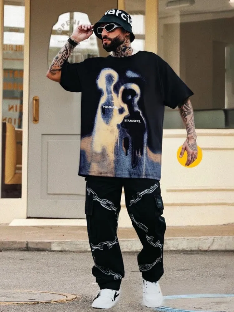 Mens Graphic Tees Oversized Cotton T-Shirt Summer Vintage Streetwear Y2K Shirts Unisex Tshirts