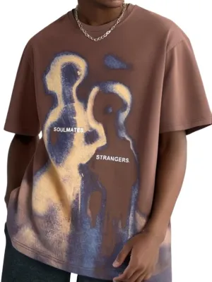 Mens Graphic Tees Oversized Cotton T-Shirt Summer Vintage Streetwear Y2K Shirts Unisex Tshirts