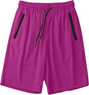 Mens Gym Shorts Mesh Breathable Quick-Dry Basketball Shorts Lightweight Running Sport Half Pants with Zipper Pockets