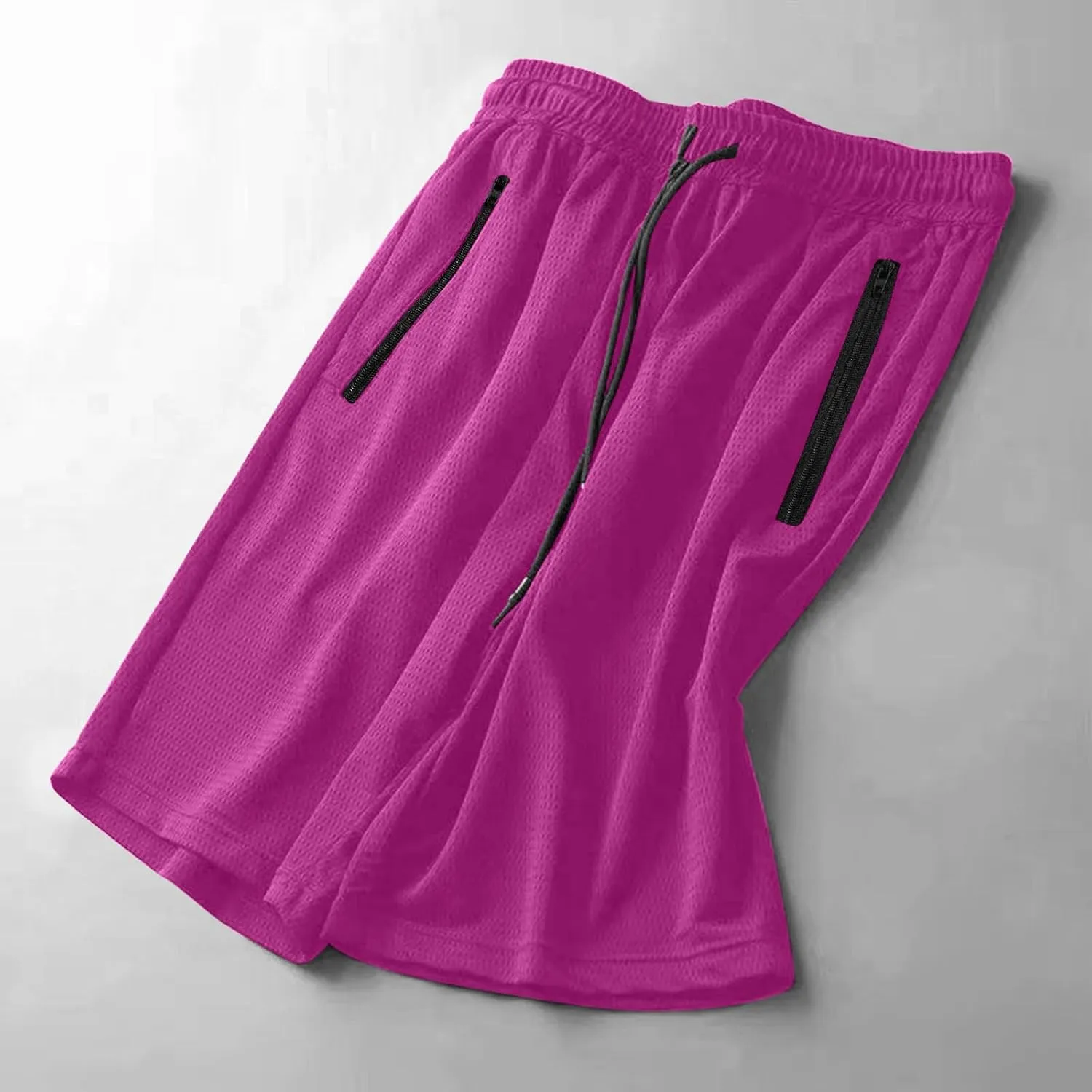 Mens Gym Shorts Mesh Breathable Quick-Dry Basketball Shorts Lightweight Running Sport Half Pants with Zipper Pockets