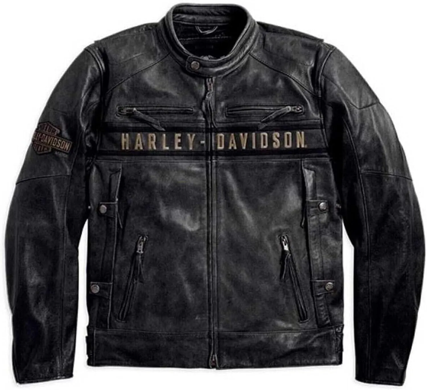 Men’s HD Passing Link Black Leather Biker Jacket – Motorcycle Triple Vents Moto Cafe Racer Jacket