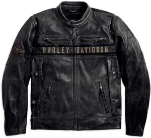 Men’s HD Passing Link Black Leather Biker Jacket – Motorcycle Triple Vents Moto Cafe Racer Jacket