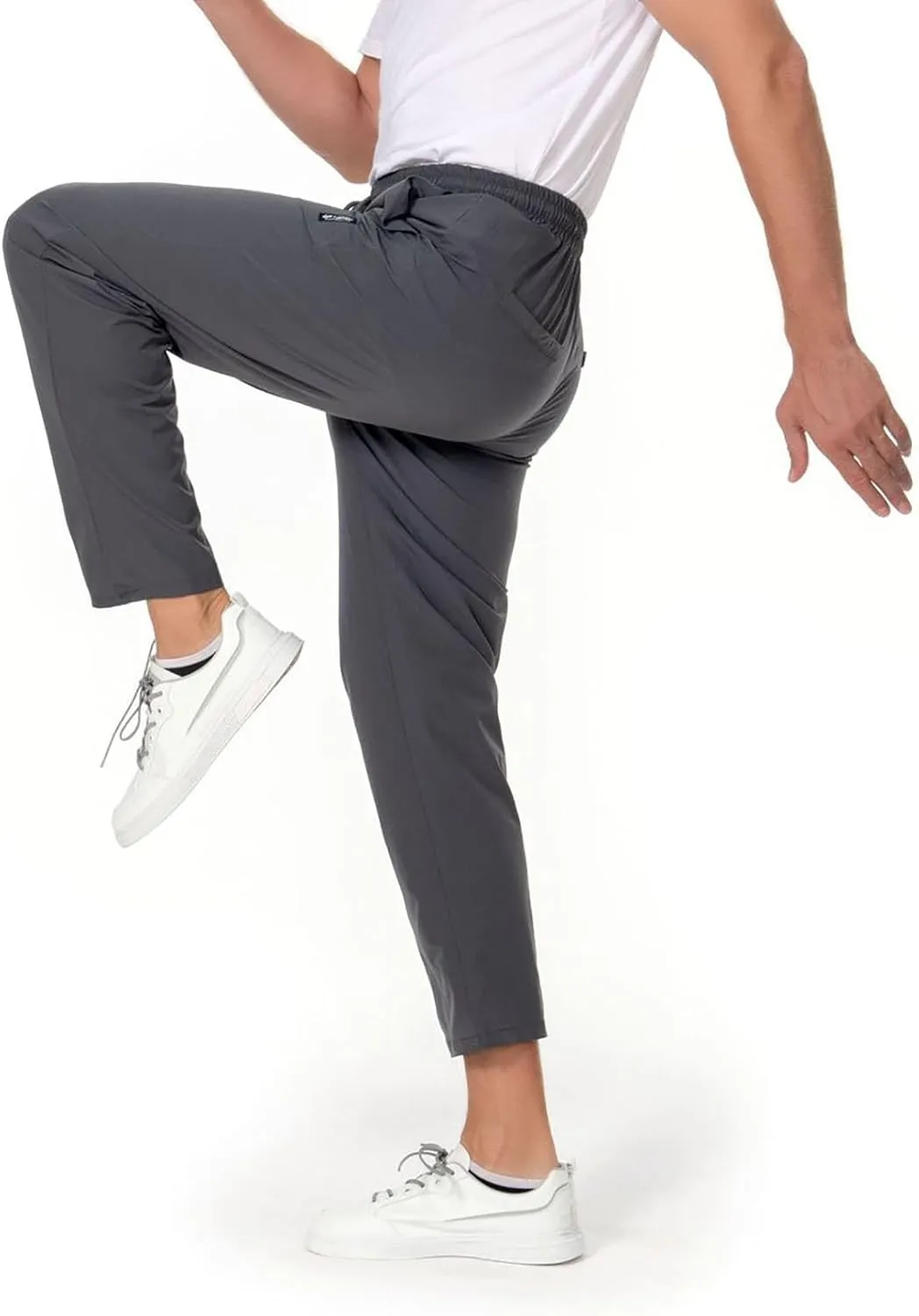 Mens Ice Silk Quick Drying High Spring Outdoor Sweatpants Drawstring Stretch Pants Glitter