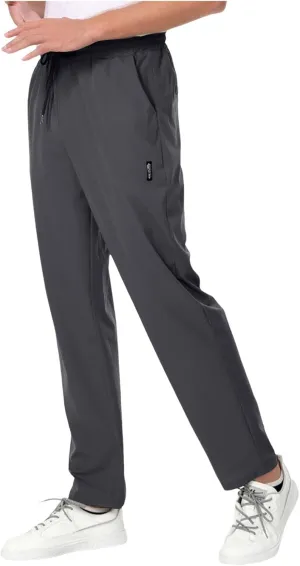 Mens Ice Silk Quick Drying High Spring Outdoor Sweatpants Drawstring Stretch Pants Glitter