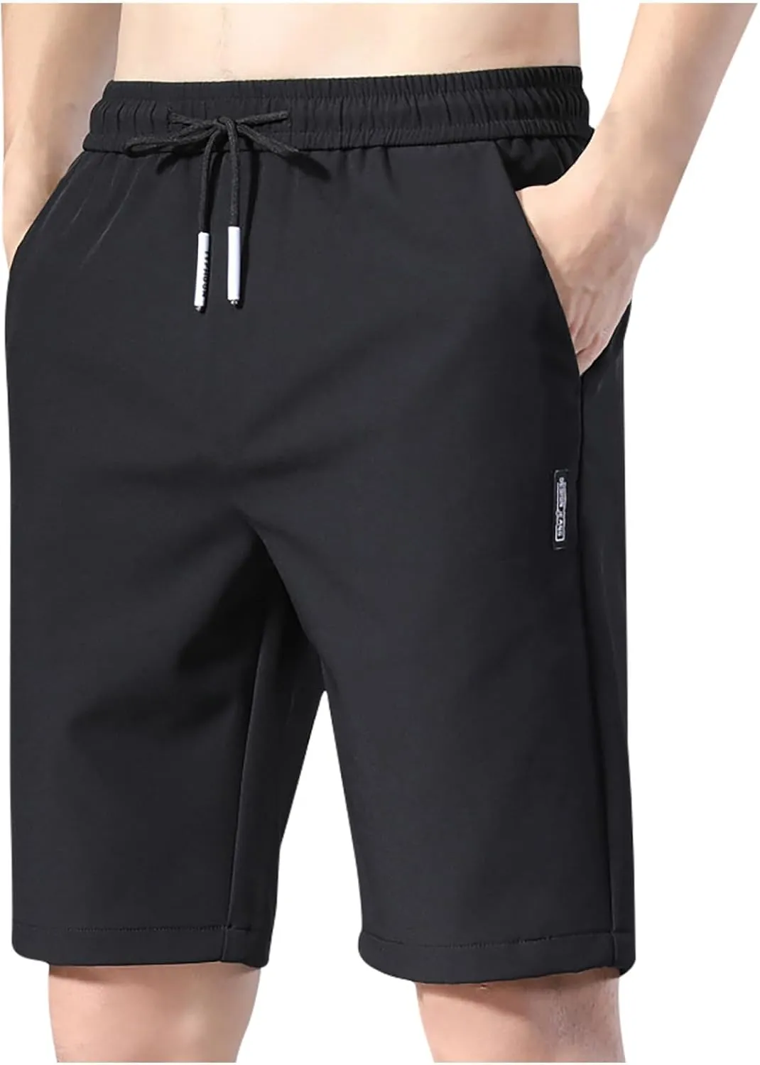 Mens Ice Silk Running Shorts Quick Dry Athletic Shorts Summer Casual Drawstring Sports Shorts with Pockets