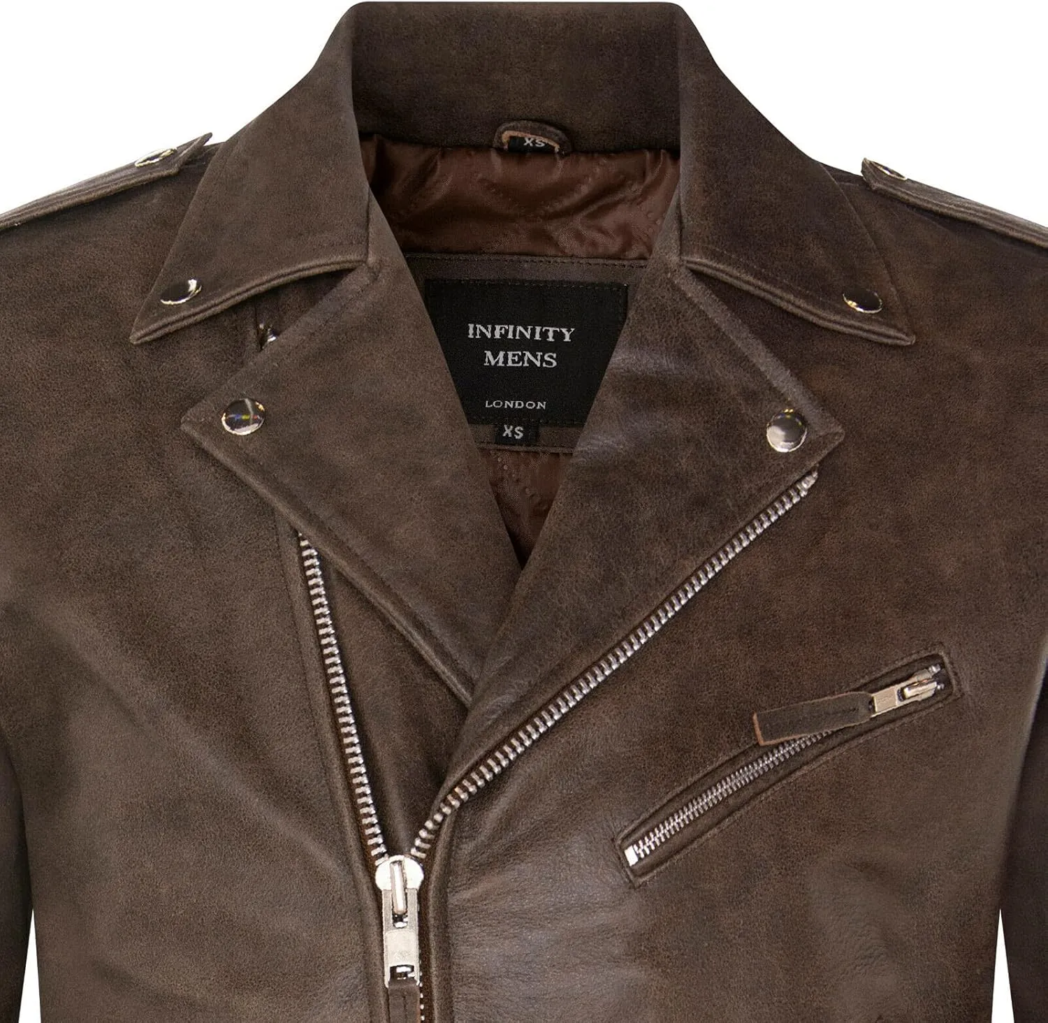 Men's Leather Brando Biker Jacket Rock Motorcycle Retro Hide Biker Jacket
