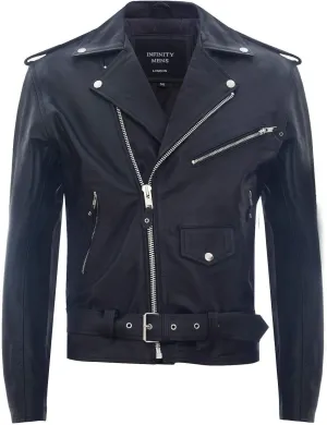 Men's Leather Brando Biker Jacket Rock Motorcycle Retro Hide Biker Jacket