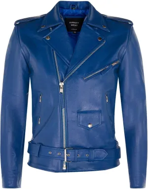 Men's Leather Brando Biker Jacket Rock Motorcycle Retro Hide Biker Jacket