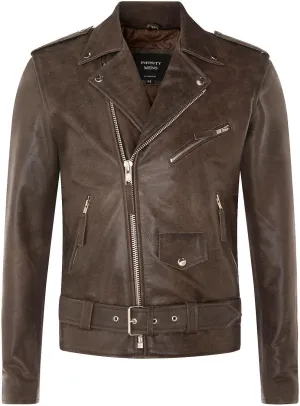Men's Leather Brando Biker Jacket Rock Motorcycle Retro Hide Biker Jacket