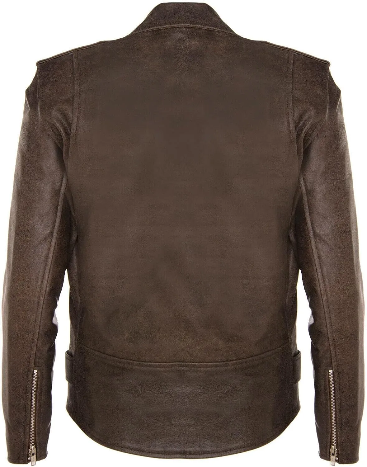 Men's Leather Brando Biker Jacket Rock Motorcycle Retro Hide Biker Jacket