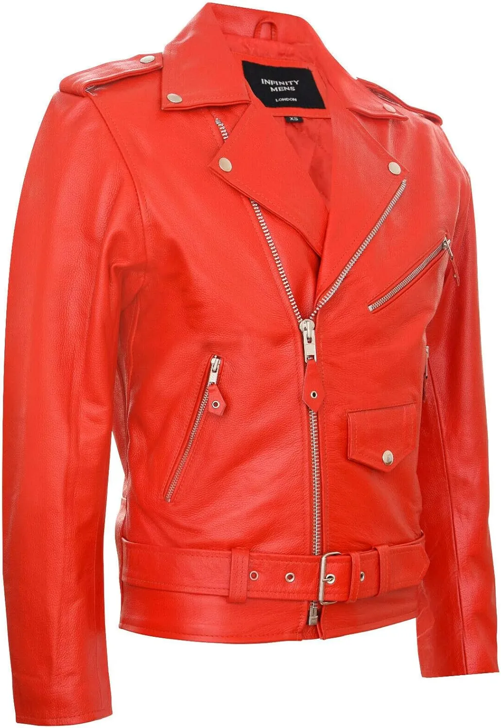 Men's Leather Brando Biker Jacket Rock Motorcycle Retro Hide Biker Jacket