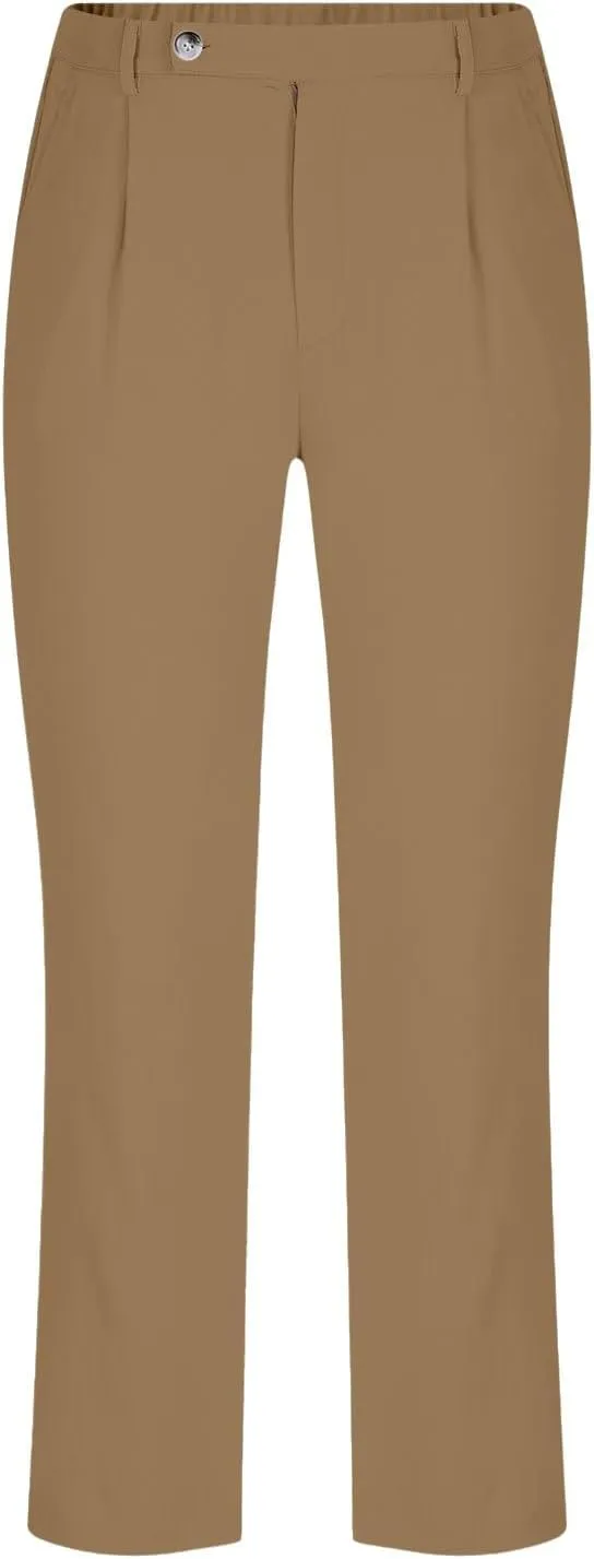 Men's Loose Dress Pants Wrinkle Free Straight Leg Summer Office Long Pant Soft Classic Fit Wide Beach Yoga Trousers