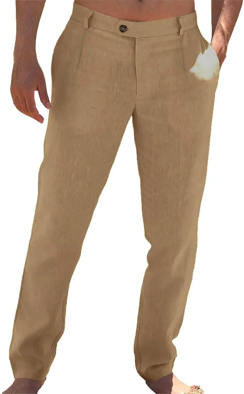 Men's Loose Dress Pants Wrinkle Free Straight Leg Summer Office Long Pant Soft Classic Fit Wide Beach Yoga Trousers