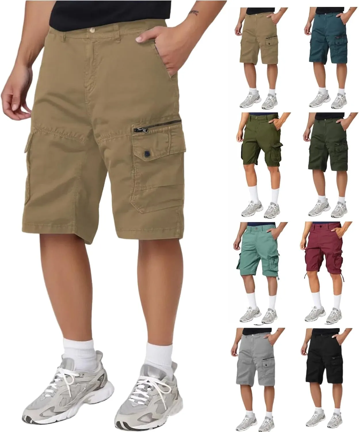 Men's Loose Fit Cargo Shorts with Multi Pockets Outdoor Plus Size Casual Summer Short Pants for Hiking Camping Travel