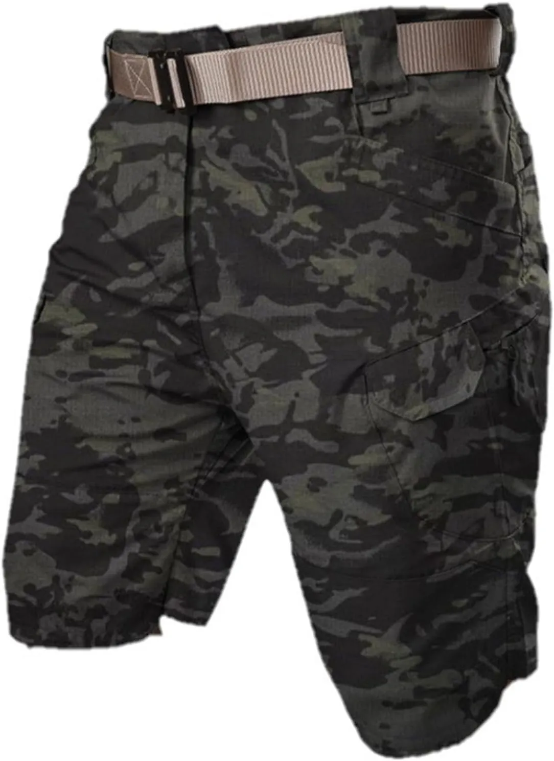 Mens Military Tactical Shorts Flat Front Combat Cargo Shorts Moisture Quick Dry Hiking Pants with Multiple Pockets