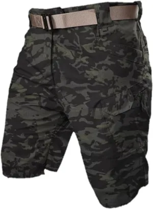 Mens Military Tactical Shorts Flat Front Combat Cargo Shorts Moisture Quick Dry Hiking Pants with Multiple Pockets