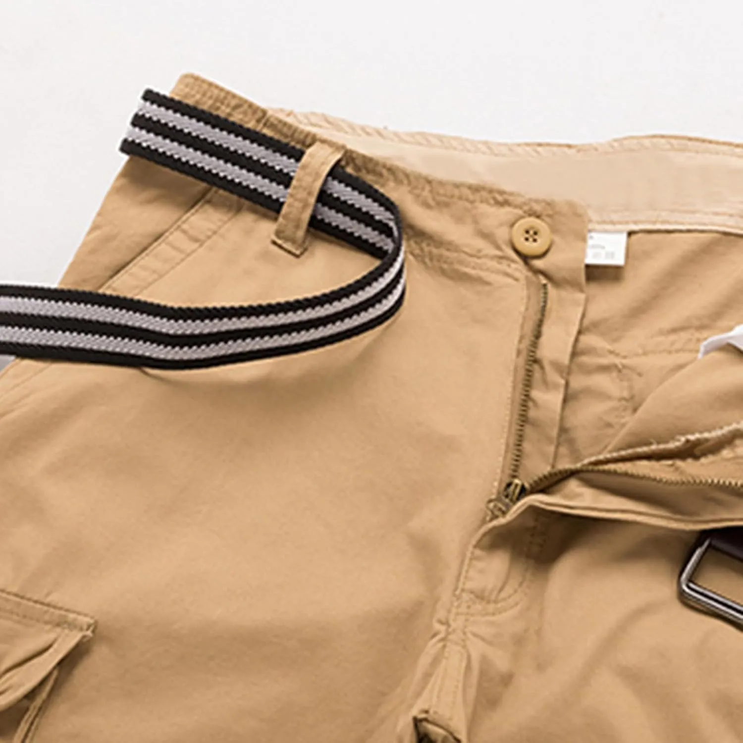 Mens Outdoor Shorts Trendy Plus Size Multiple Pockets Button Zipper up Cargo Shorts Casual Business Baggy Short Pants