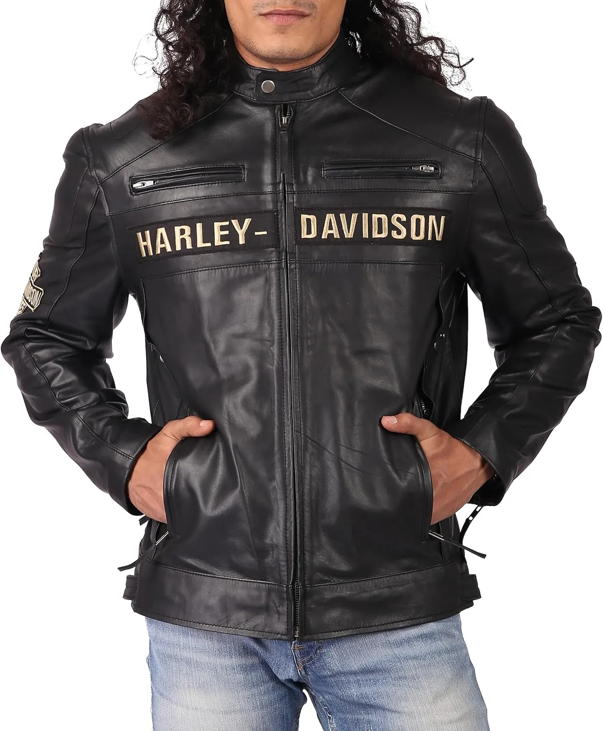 Men’s Passing Link Black Biker Jacket – Motorcycle Triple Vents Moto Cafe Racer Vintage Jacket