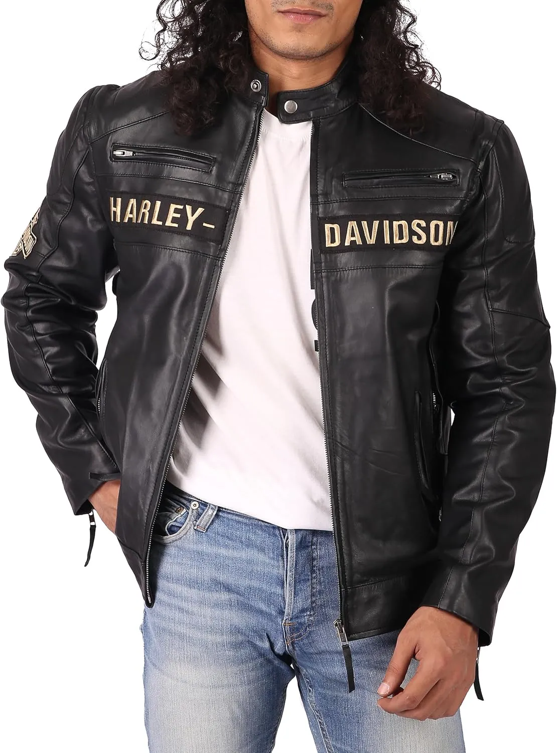Men’s Passing Link Black Biker Jacket – Motorcycle Triple Vents Moto Cafe Racer Vintage Jacket