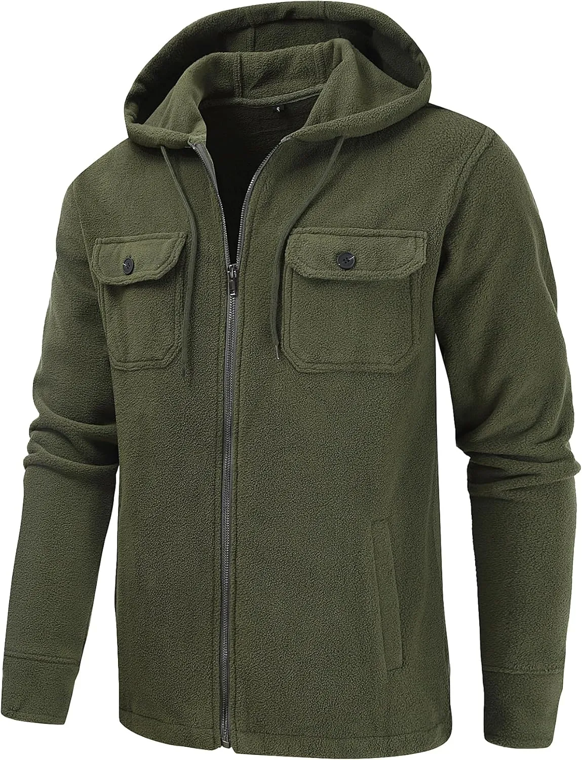 Men's Polar Fleece Jacket Zip Up Hoodies Long Sleeve Casual Soft Outdoor Jacket for Men