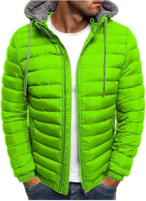 Mens Puffer Jackets Hooded Down Jacket Lightweight Waterproof Jacket Coat Zip Up Hoodies Slim Fit SweatShirt
