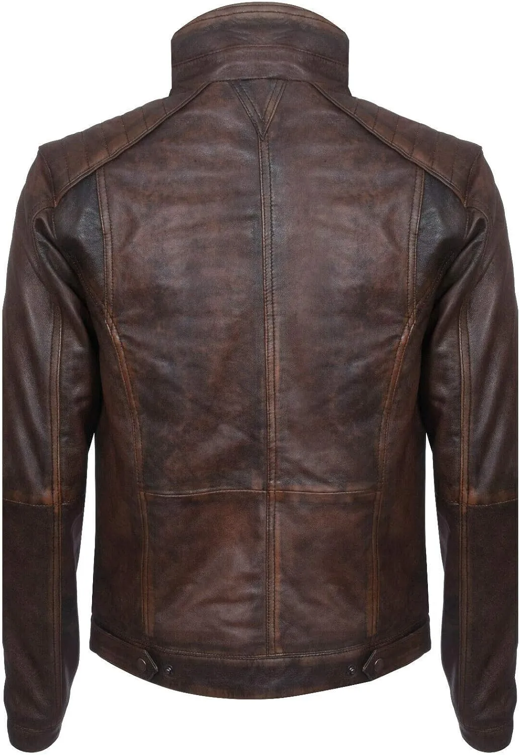 Men's Racer Vintage100% Leather Retro Biker Jacket Distressed Motorcycle