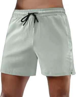 Mens Running Shorts Lightweight Elastic Wasit Stretch Summer Beach Shorts Quick Dry Breathable Basketball Pants with Pockets
