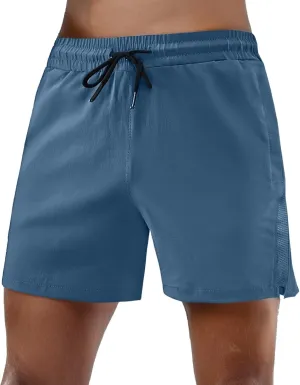Mens Running Shorts Lightweight Elastic Wasit Stretch Summer Beach Shorts Quick Dry Breathable Basketball Pants with Pockets