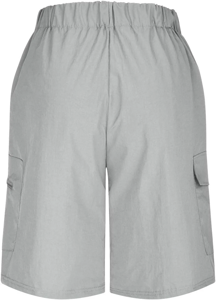 Mens Running Shorts Quick Dry Athletic Gym Shorts Stretch Wasit Zipper Pockets Outdoor Hiking Fishing Jogging Shorts