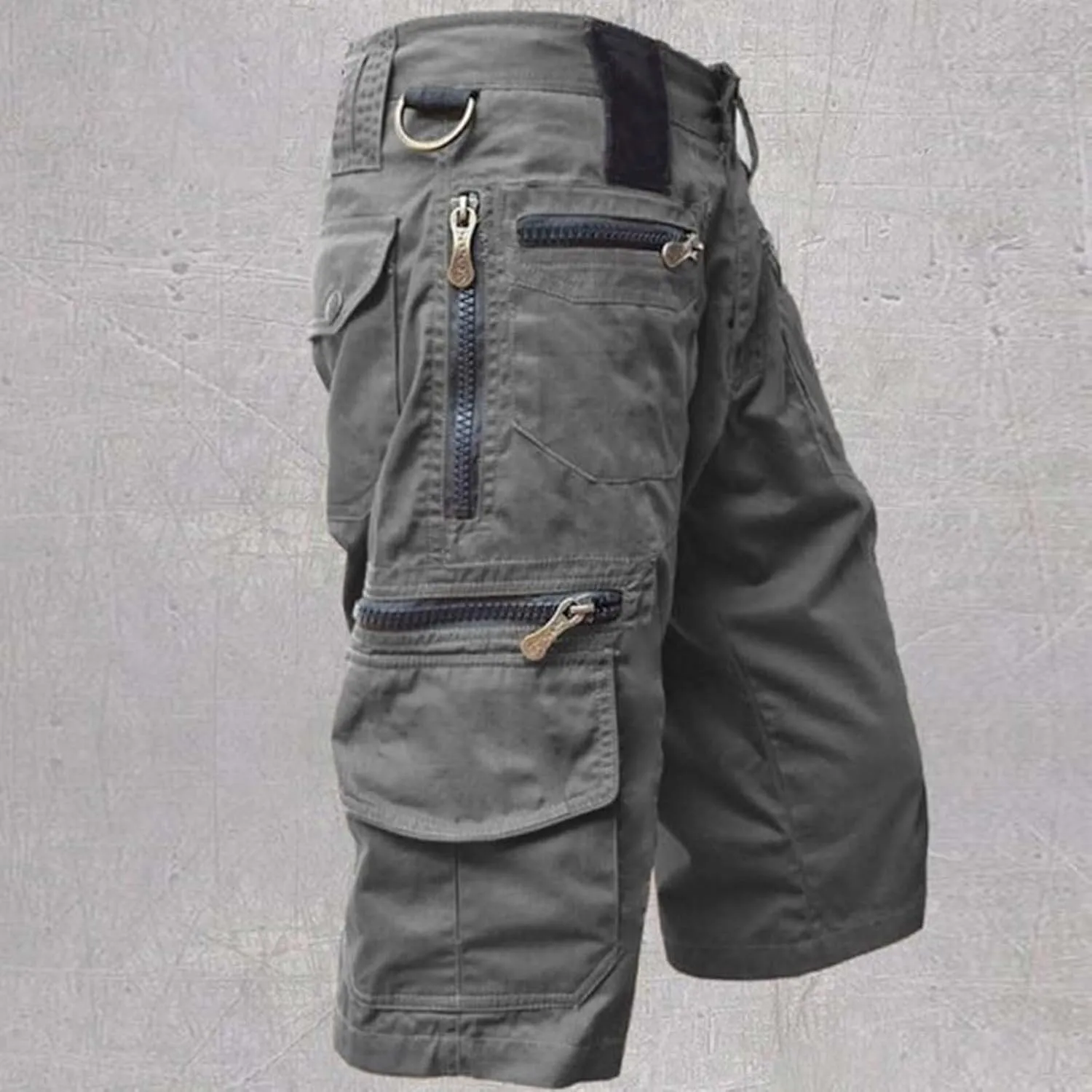 Mens Shorts Athletic Tactical Training Workout Gym Jogger Pant Front Button Breathable SweatShorts with Zipper Pocket